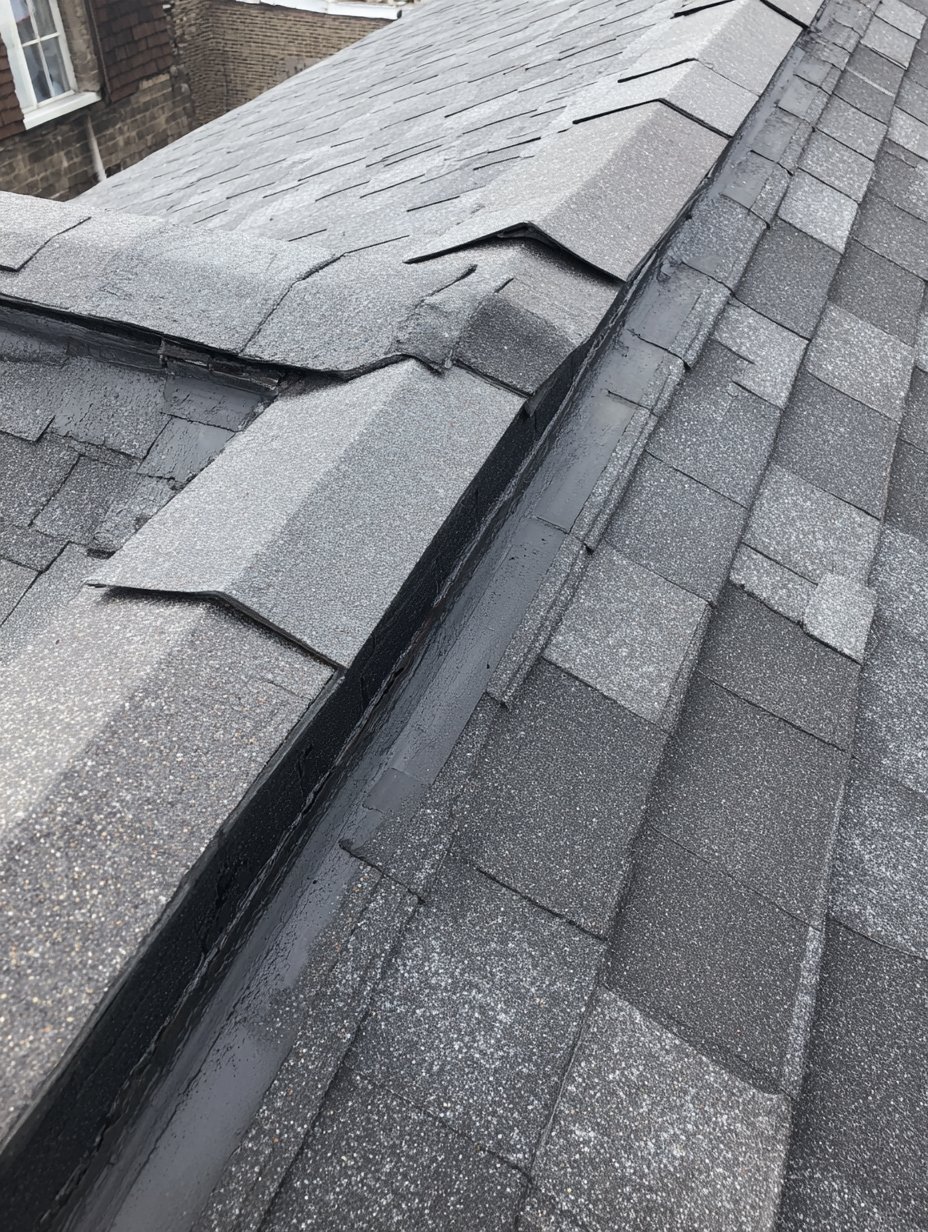Staggered modified bitumen cap laps at the seams on a Flushing mixed-use building